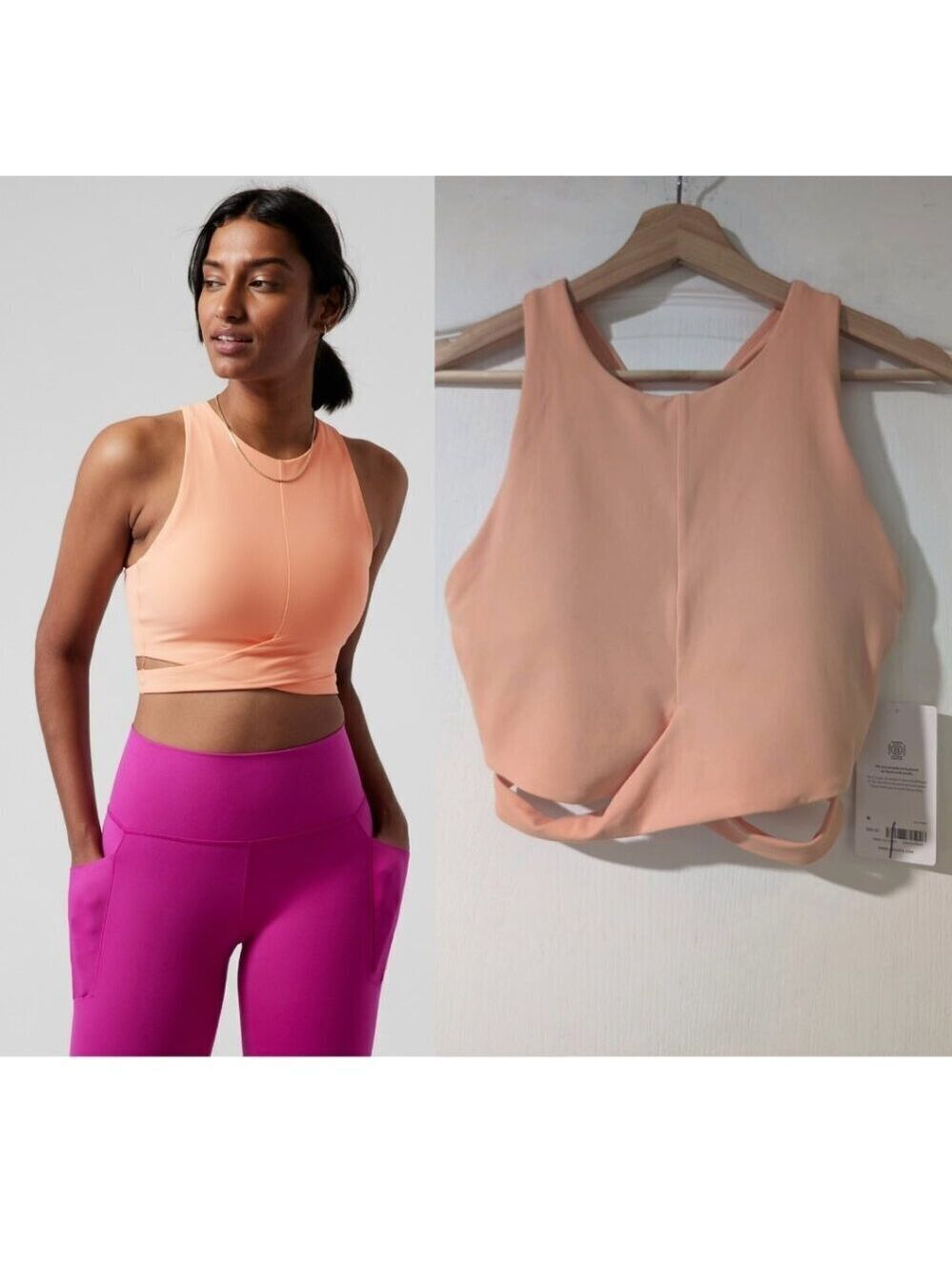 Athleta | Conscious Crop Cut Out Bra In Bright Peach (D-DD cup)